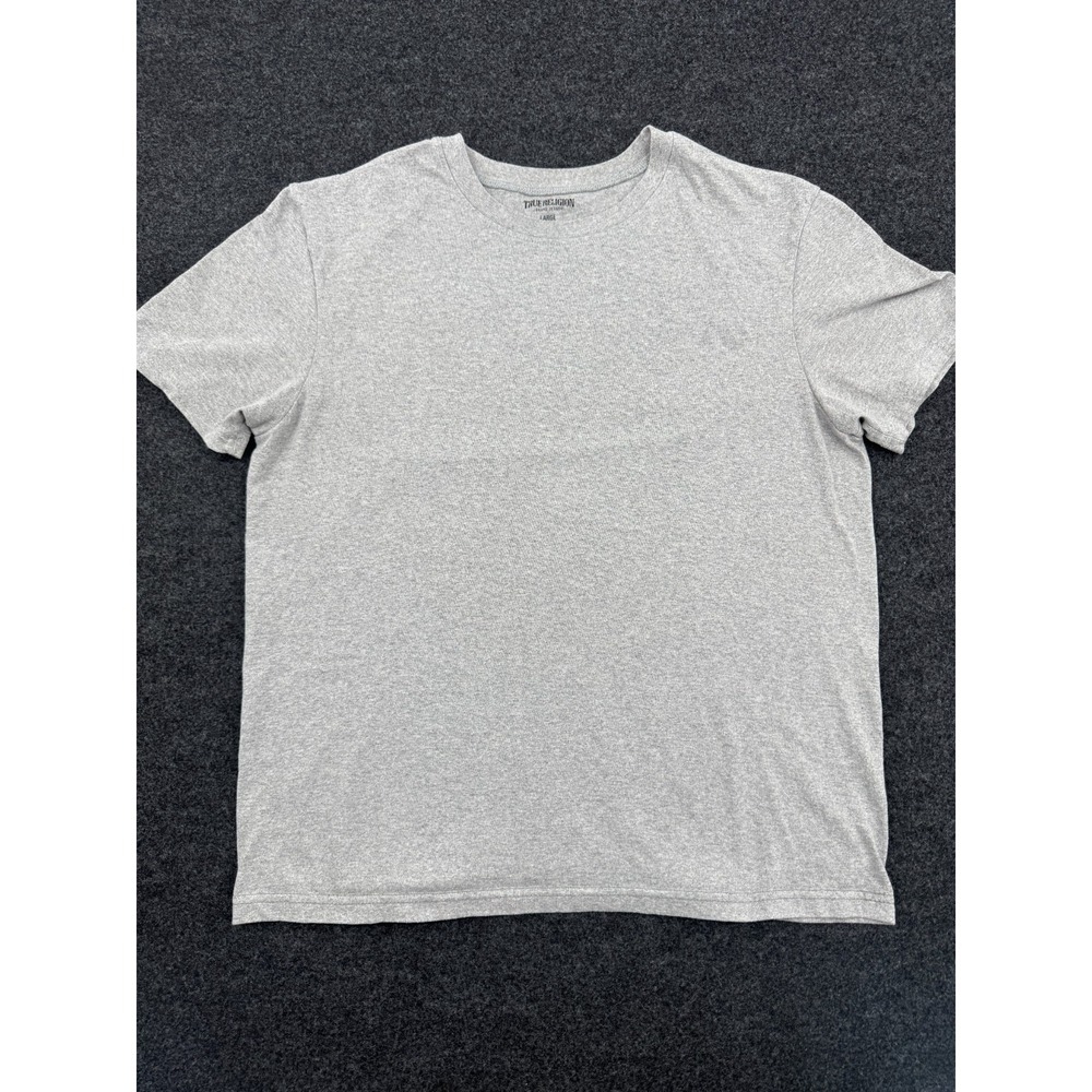 True Religion T Shirt Mens Large Heather Gray Cotton Logo Crew Neck Classic
